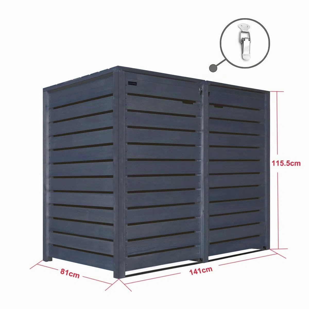 Mülltonnenbox Mülltonnenverkleidung 2 Tonnen Holz 240L anthrazit inkl. Rückwand vorimprägniert Müllcontainer Mülltonne Geräteschuppen Mod.H