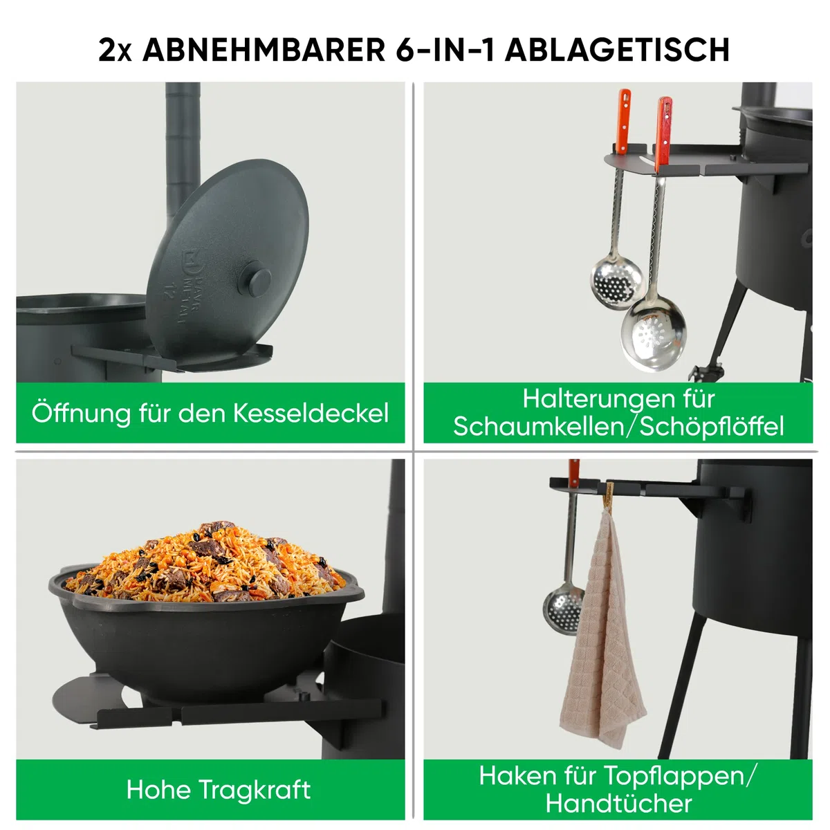 Utschak Feuerofen Ø 40 cm für Kasan 12L + Herdplatte Eckig