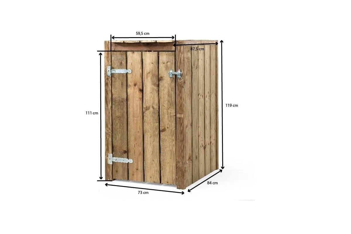 Mülltonnenbox Peter - Offene Rückwand - FSC imprägniert Kiefernholz - 1x 240L - Müllcontainer
