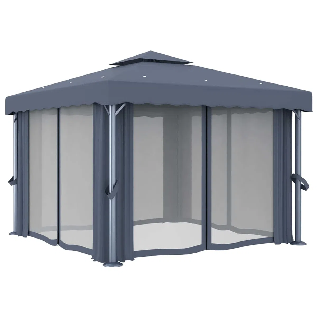 Pavillon mit Vorhang Event Shelter 3x3 m Anthrazit Aluminium Rosenpavillon