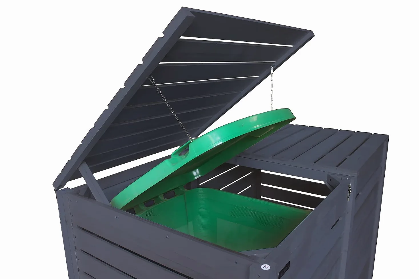 Mülltonnenbox Mülltonnenverkleidung 2 Tonnen Holz 240L anthrazit inkl. Rückwand vorimprägniert Müllcontainer Mülltonne Geräteschuppen Mod.H