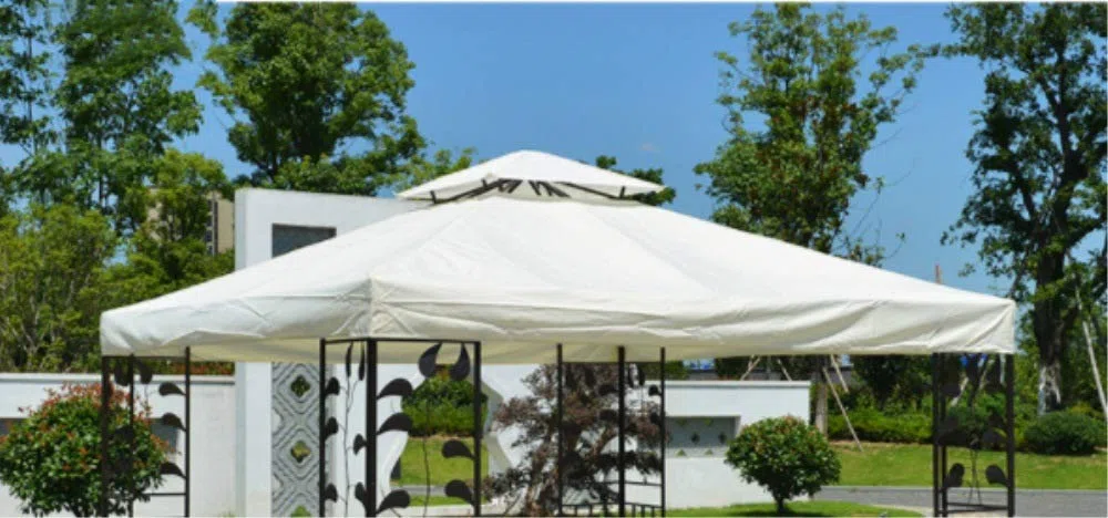 Doppelstöckiger Pavillon für den Außenbereich, 3 x 3 m, Ersatzabdeckung mit wasserdichter Beschichtung, Sonnenschutz, Terrassenpavillon, weiß, 300D-verschlüsselt, UV-beständig