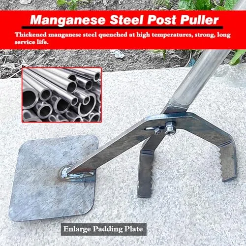 Robuster Stahlpfosten- und Baumstumpenabzieher, Gartenhacke, Gartengerät, gezackter rutschfester Griff, Zaunstangenentfernungswerkzeug für Höfe, Bauernhöfe, Bauunternehmer, L 132 cm