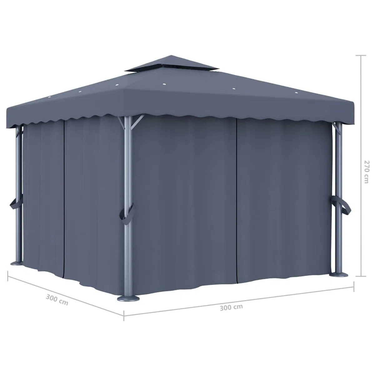 Pavillon mit Vorhang Event Shelter 3x3 m Anthrazit Aluminium Rosenpavillon