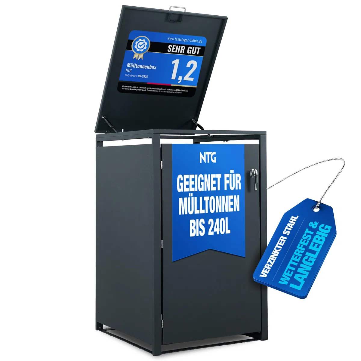 NTG Mülltonnenbox - Für 1 Mülltonne bis 240 L - Stahl - Anthrazit