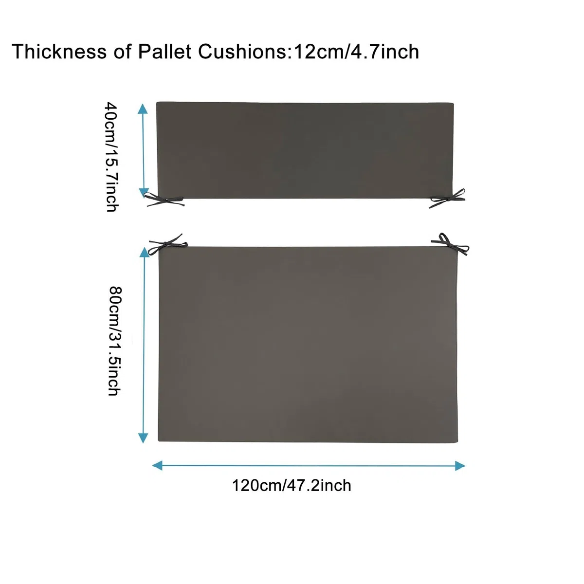 Palettenkissen Outdoor Palettensofa Kissen Set 2 Stück 120x80cm Wasserdicht UV-Beständig Elastische Schaumfüllung Perfekt für Terrassenmöbel Garten Deck Balkon