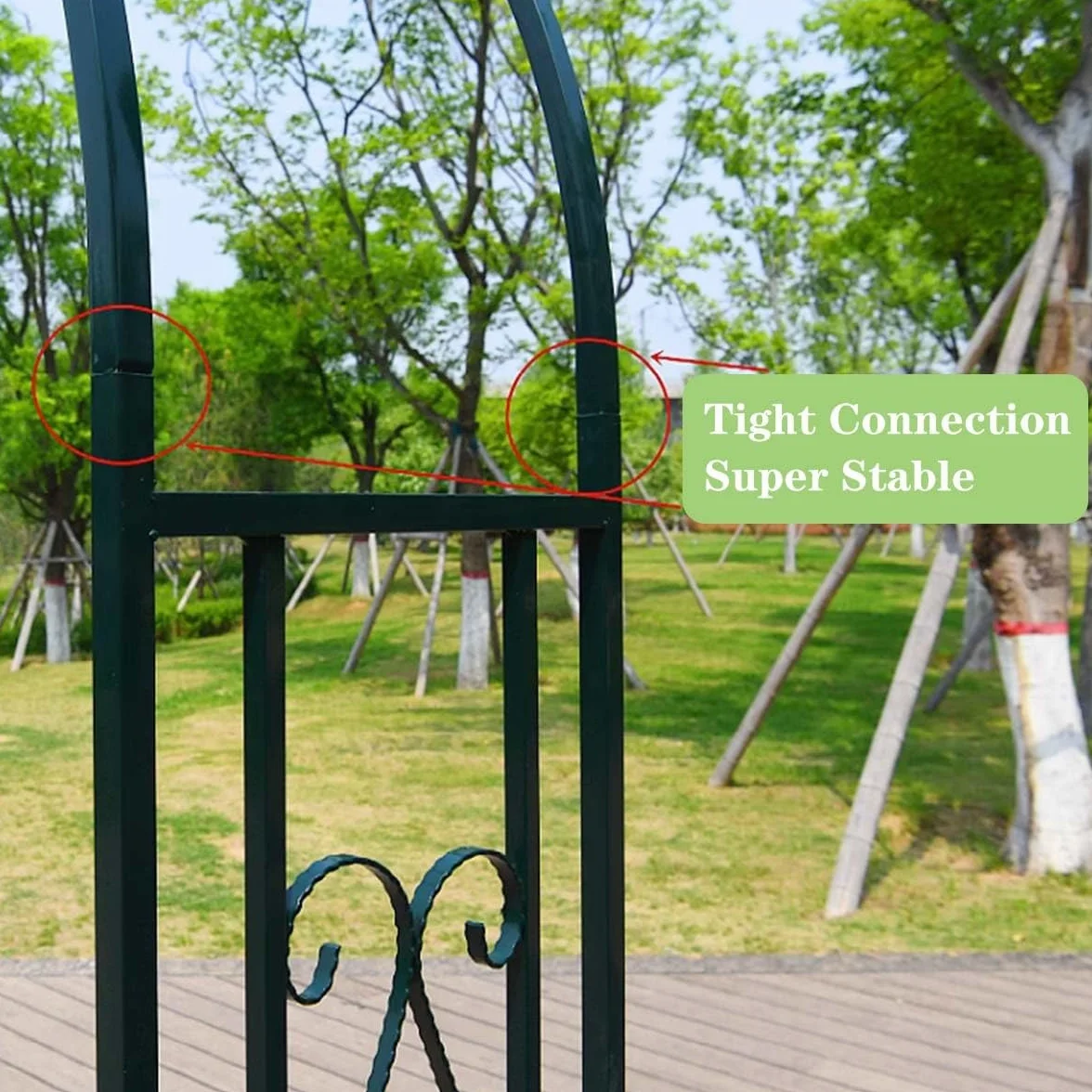 Großer Rosenbogen aus Metall für Kletterpflanzen, 140 cm x 340 cm Höhe, grüne Farbe, 20 mm, quadratisches Rohr, Outdoor-Gartenlaube, Pergola, B 220 x H 230 cm