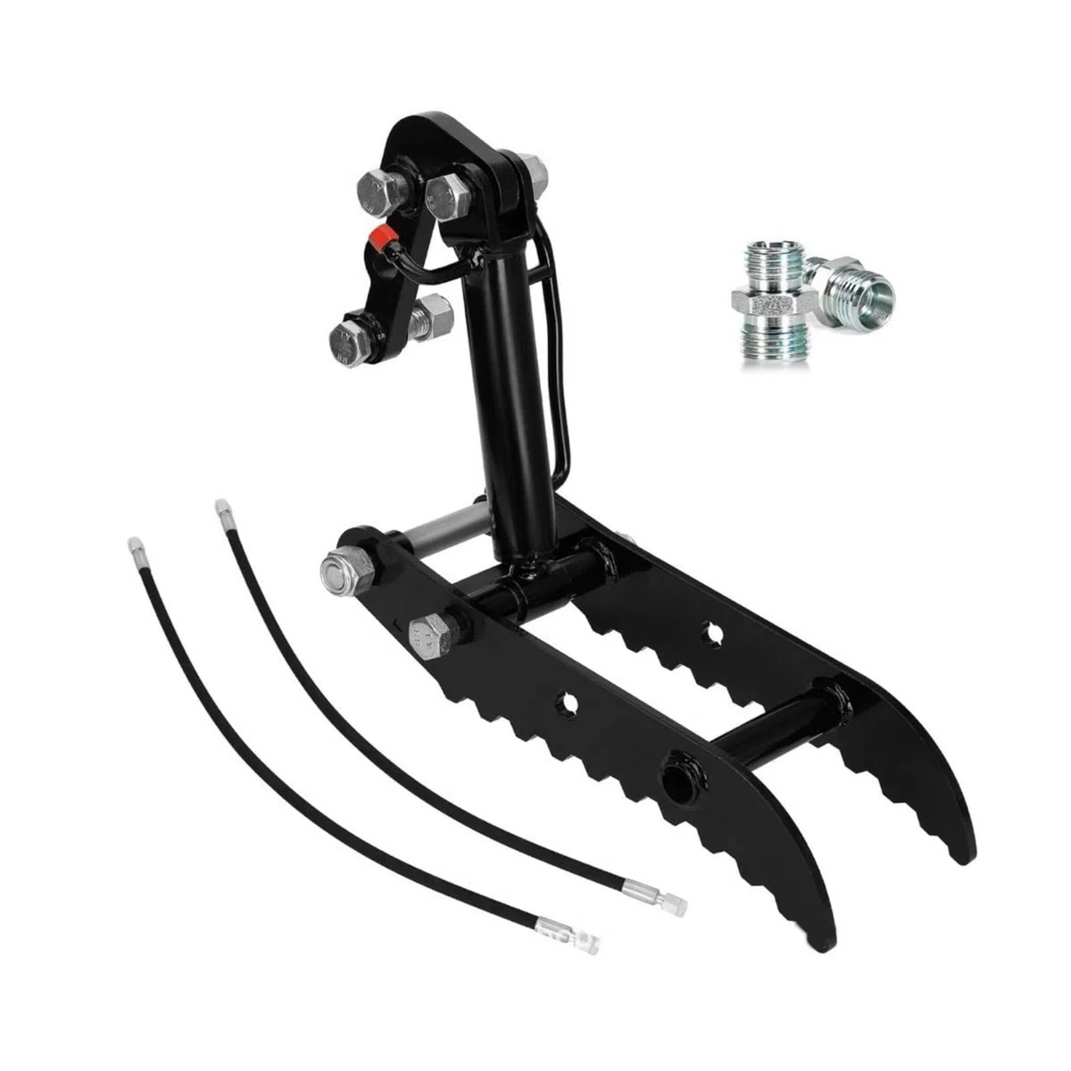 Harilla Hydraulischer Daumen Greifer Bagger Daumen Klammer Greifzange Greifer Hydrauliksteuerung Und Verzahnte Kante für Präzises Aufnehmen für Baustelle, 25-Achsen Doppel-Loch