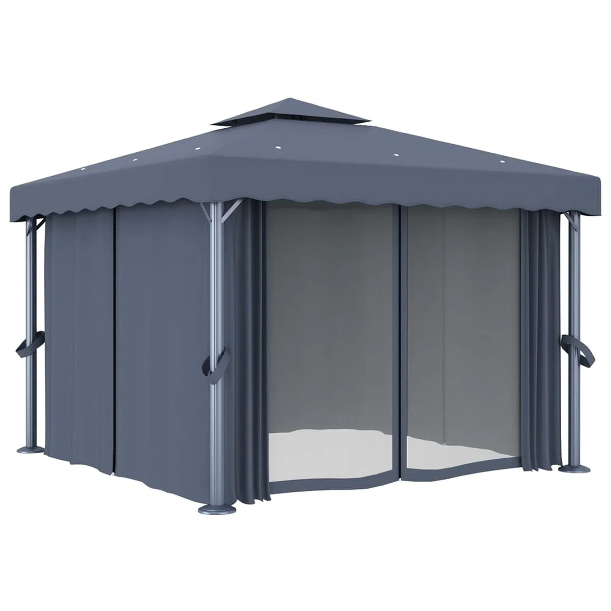 Pavillon mit Vorhang Event Shelter 3x3 m Anthrazit Aluminium Rosenpavillon