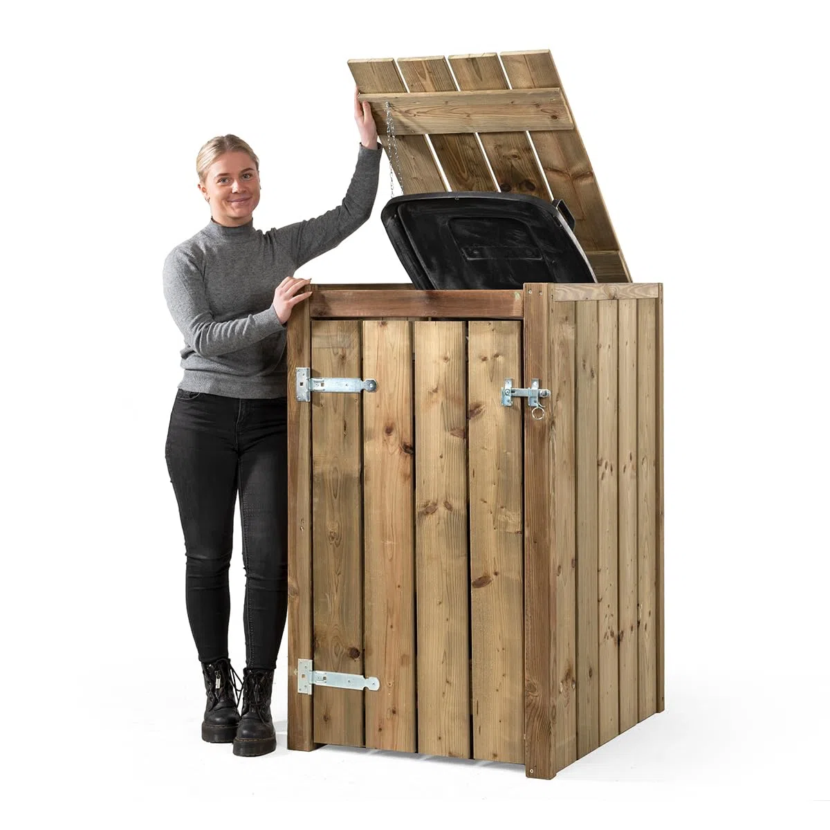 Mülltonnenbox Peter - Offene Rückwand - FSC imprägniert Kiefernholz - 1x 240L - Müllcontainer