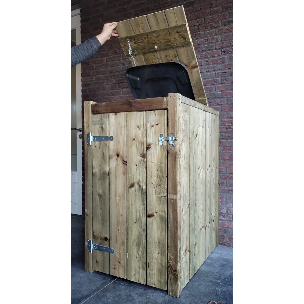 Mülltonnenbox Peter - Offene Rückwand - FSC imprägniert Kiefernholz - 1x 240L - Müllcontainer