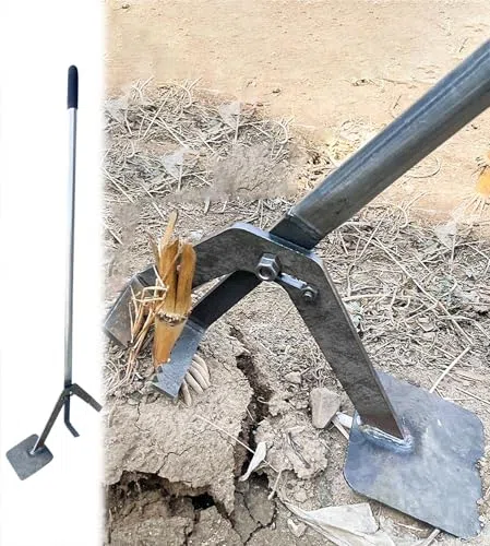 Robuster Stahlpfosten- und Baumstumpenabzieher, Gartenhacke, Gartengerät, gezackter rutschfester Griff, Zaunstangenentfernungswerkzeug für Höfe, Bauernhöfe, Bauunternehmer, L 132 cm
