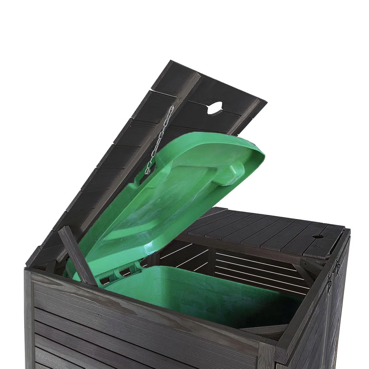 Mülltonnenbox Mülltonnenverkleidung 2 Tonnen Holz 240L anthrazit inkl. Rückwand vorimprägniert vormontiert Müllcontainer Mülltonnenschrank Mülltonne Mod.Adr.