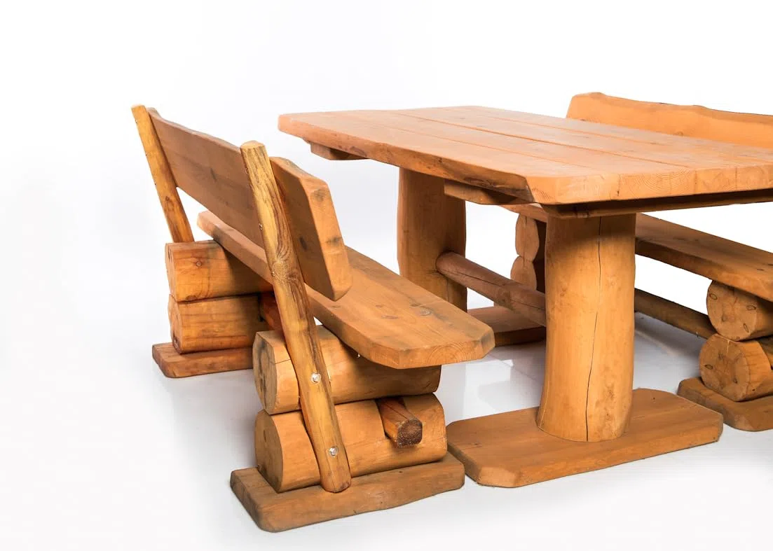 Mega Holz Gartengarnitur Rustikal Pinie Lasiert 200 cm - Aus heimischer Kiefer - Fertig montierte Sitzbank für Terrasse, Garten & Balkon mit Rückenlehne - Zeitloses Design, wetterfest & pflegeleicht