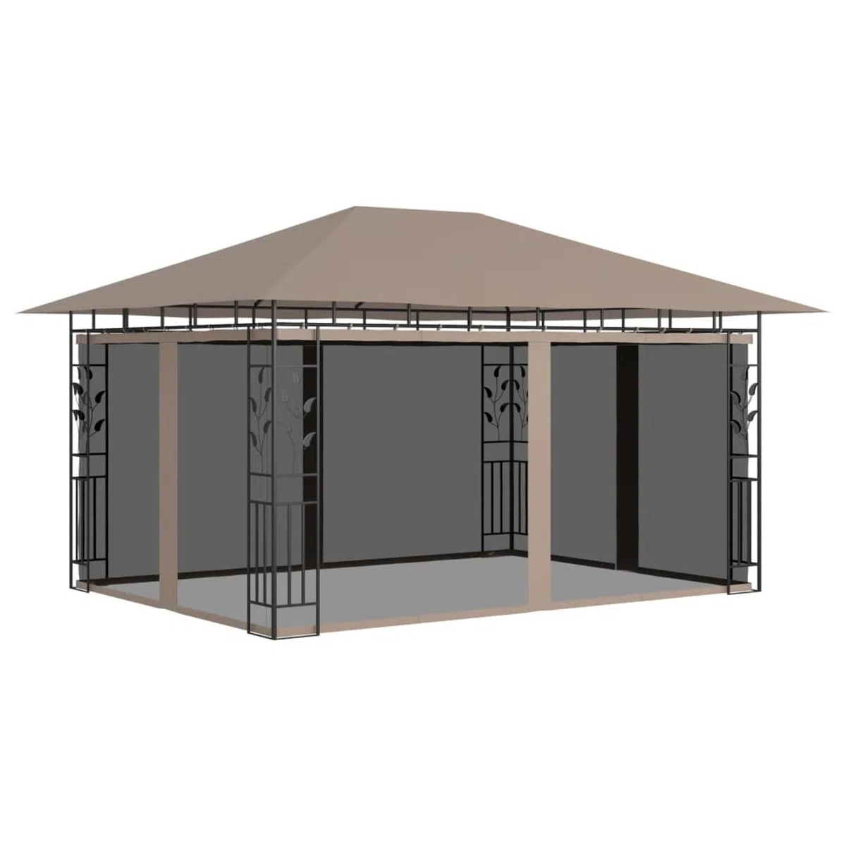 Pavillon mit Moskitonetz Gartenzelt Pavillon Garten Pavillon Garten Pavillion Wetterfest 4x3x2,73 m Taupe 180 g/m²
