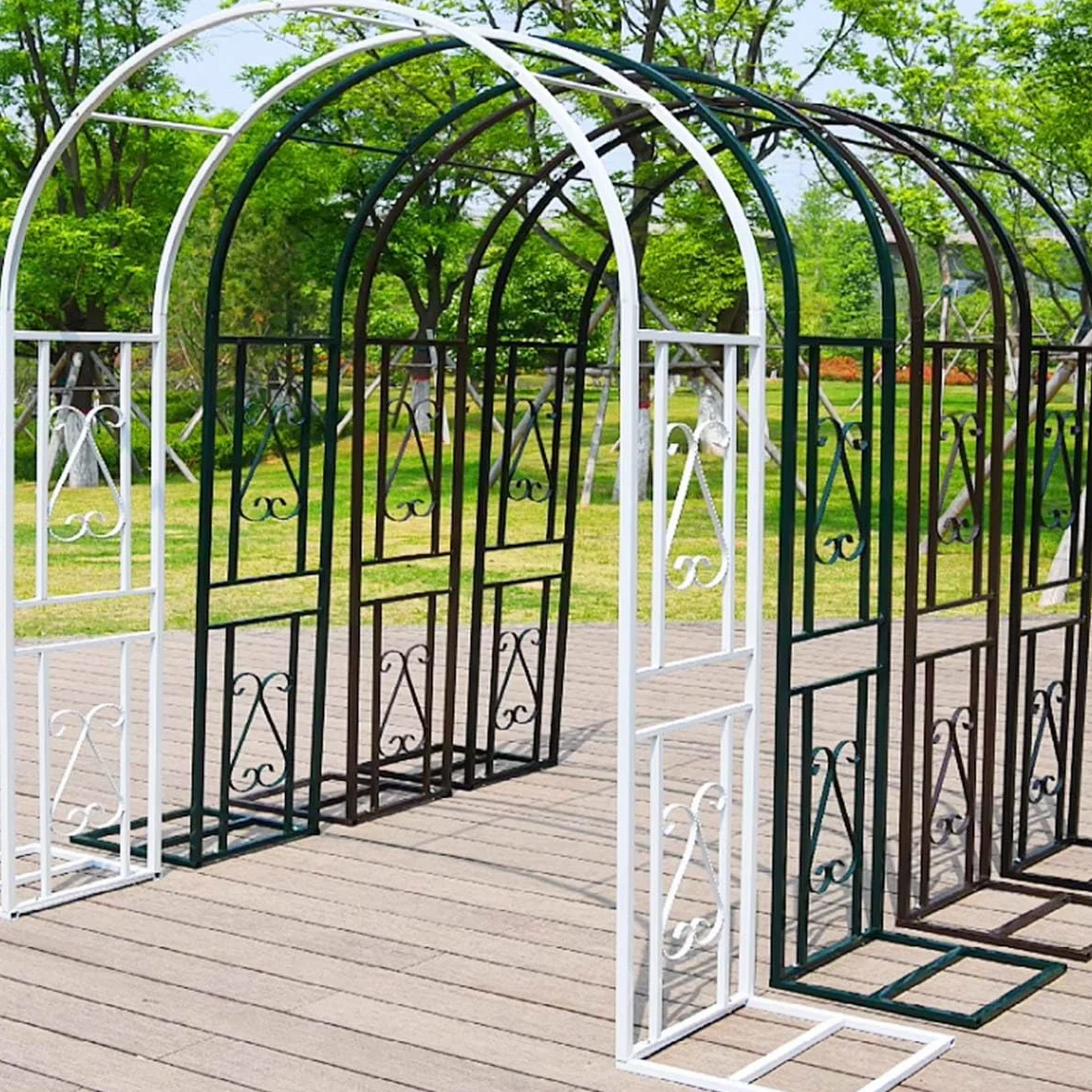 Großer Rosenbogen aus Metall für Kletterpflanzen, 140 cm x 340 cm Höhe, grüne Farbe, 20 mm, quadratisches Rohr, Outdoor-Gartenlaube, Pergola, B 220 x H 230 cm