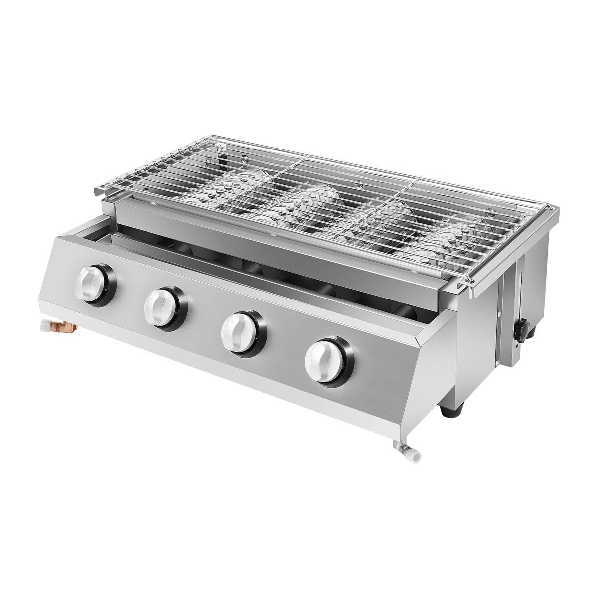 Gasgrill Edelstahl 4-Flammen Campinggril Tischgasgrill BBQ Outdoor Gas Grill Höhenverstellbare Rauchfreie Grillofen