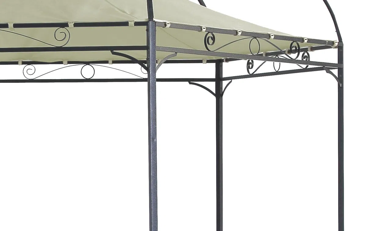 DEGAMO Gartenpavillon Modena 6-eckig 320cm, stabiles Stahlgestell schwarz, Dach naturfarben wasserdicht beschichtet