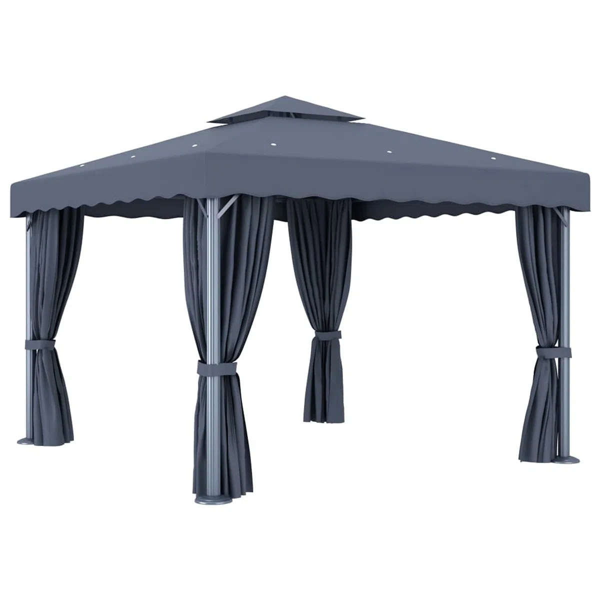 Pavillon mit Vorhang Event Shelter 3x3 m Anthrazit Aluminium Rosenpavillon