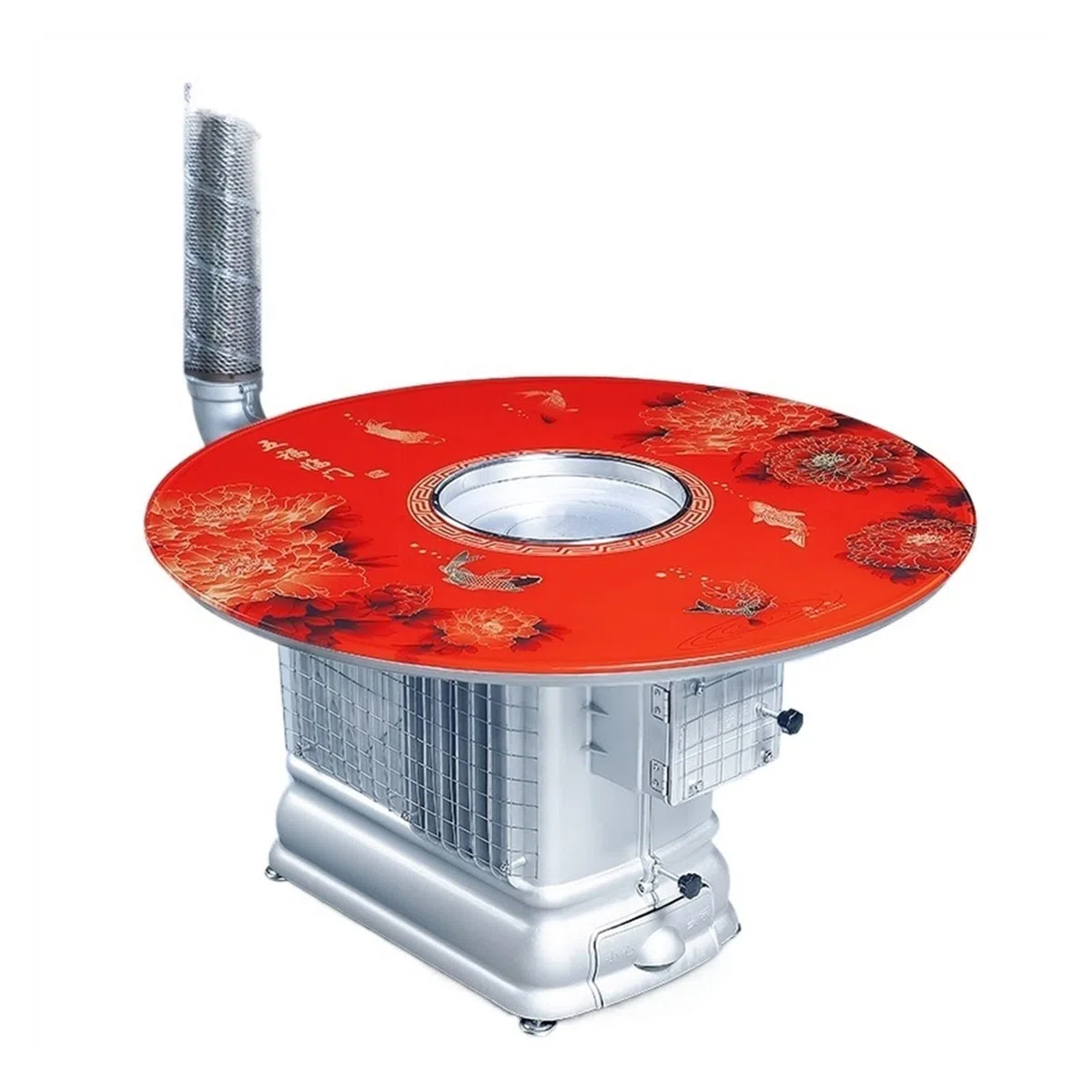 SISWIM Camping Holzofen Holzofen verdickte Aluminiumlegierung Heizofen Villa Ländlicher Feuertisch Indoor Hochtemperatur-Rauchfreier Bratofen Holzkocher (Color : A, Size : 1.2M)