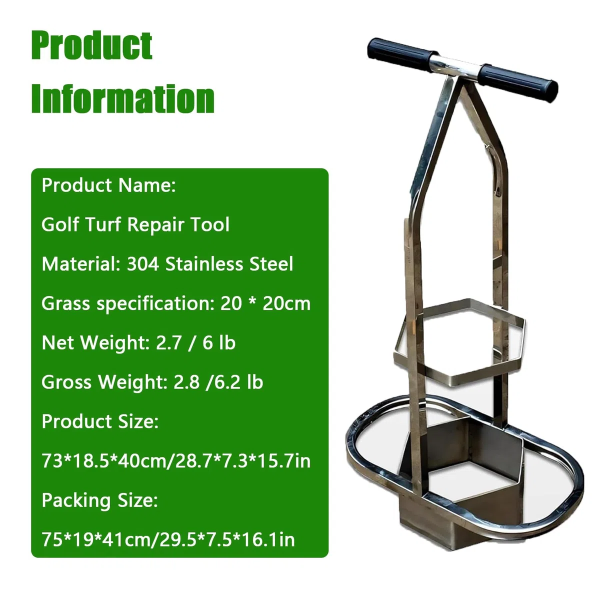 Golf-Reparaturwerkzeug, Sechskant-Rasenmäher mit ergonomischem Dual-Grip-Griff, Edelstahlklinge, für Golfplätze, Driving Ranges, Rasen