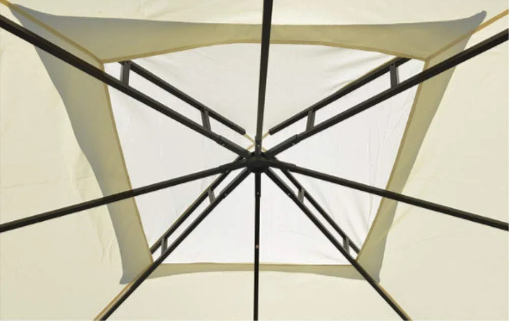 Doppelstöckiger Pavillon für den Außenbereich, 3 x 3 m, Ersatzabdeckung mit wasserdichter Beschichtung, Sonnenschutz, Terrassenpavillon, weiß, 300D-verschlüsselt, UV-beständig