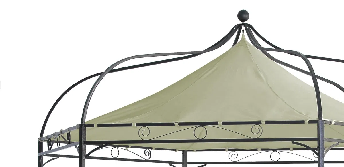 DEGAMO Gartenpavillon Modena 6-eckig 320cm, stabiles Stahlgestell schwarz, Dach naturfarben wasserdicht beschichtet