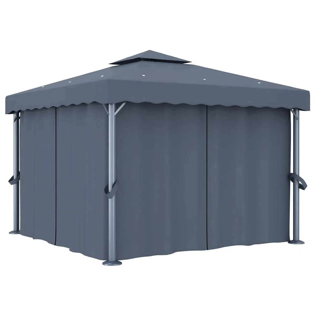 Pavillon mit Vorhang Event Shelter 3x3 m Anthrazit Aluminium Rosenpavillon