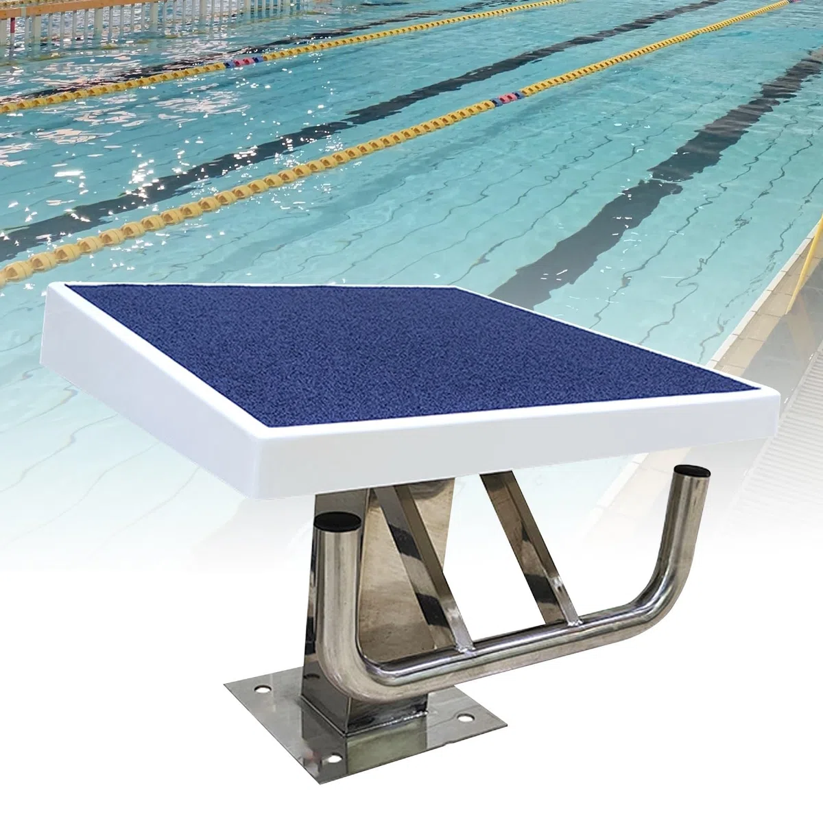 Heavy Duty Pool Tauchplattform, Pool-Tauchplattform aus Edelstahl, blau, 9 Grad Neigung, 200 kg, 20 x 19 Zoll, rutschfest