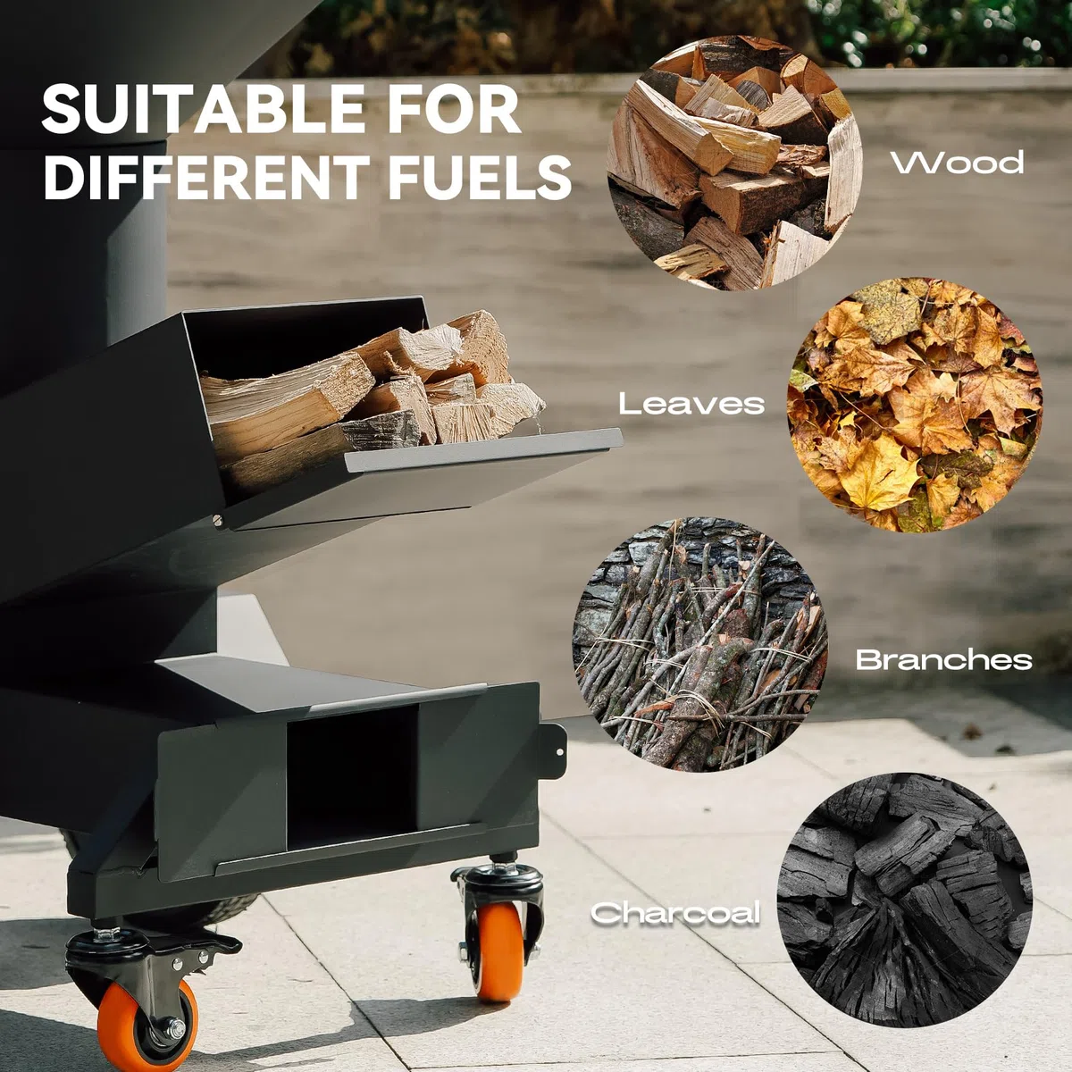 Onlyfire Großer Raketenofen mit Plancha Grillplatte 60cm, BBQ Feuerplattengrill Feuerschale mit Feuerplatte Holzkohlegrill für Terrasse & Garten, inkl. Rädern, Ascheschieber und Abdeckung, Schwarz